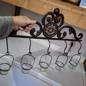 Decorative Scroll Metal Hanging Votive Holder - Bronze Finish